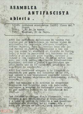 “Asamblea antifascista abierta”. Llamamiento del Movimiento Comunista de Andalucía y  de otras organizaciones a los trabajadores  para que acudan  a la asamblea