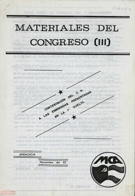 “Materiales del Congreso (III): contestación del C.N. a las enmiendas presentas en la 1ª vuelta”