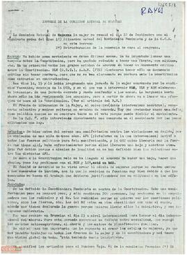 Informe de la Comisión Estatal de la Mujer de la [OCE (Bandera Roja)] sobre la reunión de dicha Comisión