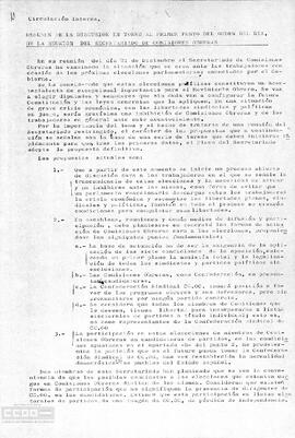 Resumen de la discusión en torno al primer punto del orden del día, de la reunión del Secretariado de CCOO