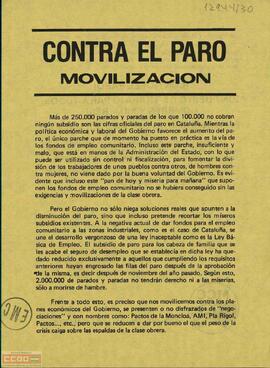 “Contra el paro movilización”. Llamamiento del Moviment Comunista de Catalunya a la manifestación del día 6