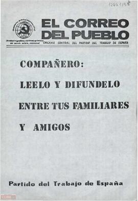 “El Correo del Pueblo. Compañero: léelo y difúndelo entre tus familiares y amigos”
