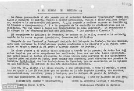 Llamamiento de las Comisiones Obreras de Sevilla en solidaridad con los compañeros de Andaluza de Cementos.