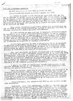 “Ante las elecciones generales: el PCOE recomienda el voto útil a favor del PSOE”. Declaración del Comité Ejecutivo ampliado del PCOE.