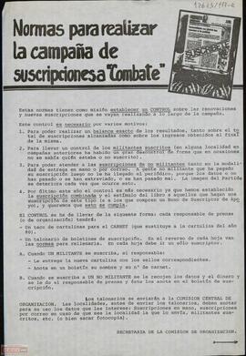 “Normas para realizar la campaña de suscripciones a Combate”