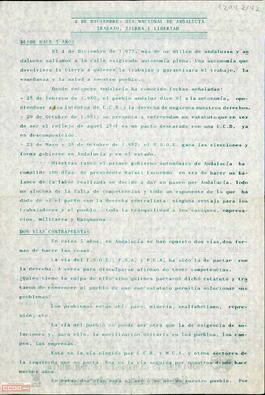 “4 de diciembre: día nacional de Andalucía, trabajo, tierra y libertad”. Llamamiento del Movimiento Comunista de Andalucía y de la Liga Comunista Revolucionaria a la movilización y organización de los trabajadores