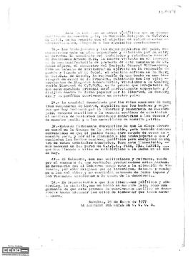 Comunicado de la Delegada de Comisiones Obreras del Metal sobre los actos criminales vividos en el país.