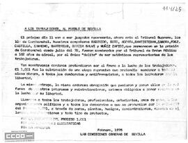 Llamamiento de las Comisiones Obreras de Sevilla por la anulación del proceso 1001.