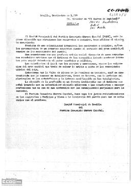 Comunicado de prensa del Comité Provincial de Sevilla del PCOE en el que denuncia  la falta de plazas en la Facultad de Medicina de Sevilla.