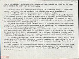 “Día 10 de enero: todos a la jornada de lucha contra el paro en el campo y contra el Pacto de la Moncloa”. Llamamiento del Comité del Campo de la OCE (Bandera Roja)