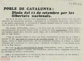 “Poble de Catalunya: diada del 11 de setembre per les llibertats nacionals”. Llamamiento del Comité Nacional de Catalunya de la Lliga Comunista a la participación en la concentración del día 11