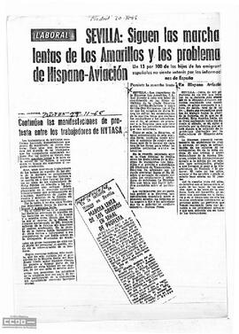 Recortes de prensa sobre las marchas lentas en Los Amarillos, Hytasa y Hispano Aviación.