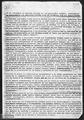 Informe aprobado por la Reunión General de las Comisiones Obreras.