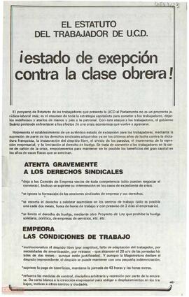 “¡Estado de excepción contra la clase obrera! El Estatuto del Trabajador de UCD”