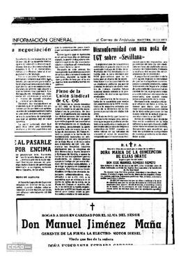 “Pleno de la Unión Sindical de CC.OO.”. Recorte de prensa. Correo de Andalucía.