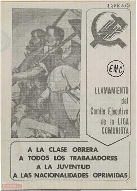 “A la clase obrera, a todos los trabajadores, a la juventud, a las nacionalidades oprimidas”. Llamamiento del Comité Ejecutivo de la Liga Comunista para impulsar la Alianza Obrera