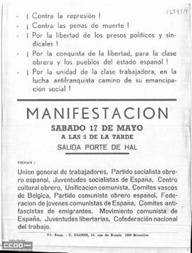 “Manifestación: sábado 17 de mayo...”. PCOE y otras organizaciones.