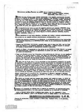 “Declaración del Buró Político de la LCR por la libertad de expresión...”