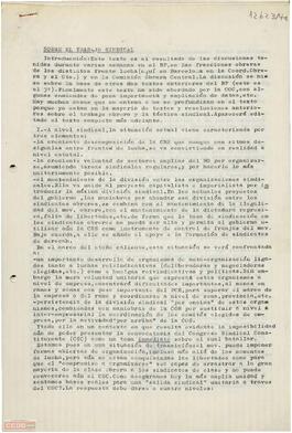 “Sobre el trabajo sindical”. Texto presentado y aprobado por C.O.C