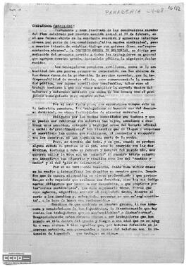 Comunicado de la Comisión Obrera de Panaderías sobre la problemática y las reivindicaciones del gremio de panaderos.