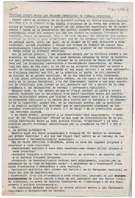 Circular urgent de la [LCR] sobre les tasques inmediatas de treball municipal