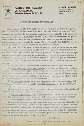 Comunicado de la Secretaría de Propaganda del Comité Central del PTA a los comités provinciales  en torno a la campaña informativa sobre la Constitución.