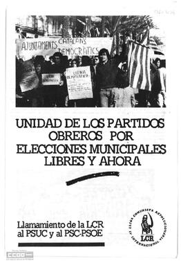 “Unidad de los partidos obreros por elecciones municipales libres y ahora”
