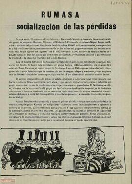 “Rumasa socialización de las pérdidas”