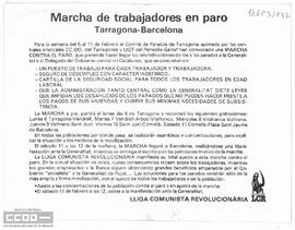 Marcha de trabajadores en paro: Tarragona-Barcelona”. Octavilla de la LCR