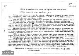 “Hoja de divulgación política e ideológica para trabajadores”. Nº 1. PCOE.