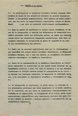 Resolución del  I Congreso sobre España y la Comunidad Económica Europea.