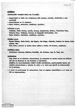 Información sobre la participación e incidencias de la jornada de huelga por sectores y provincias