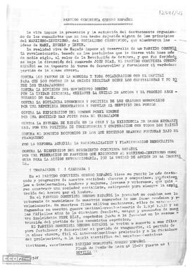 Comunicado del PCOE en el que invita a sumarse a sus filas.