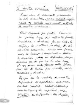 ”La cuestión económica”. Informe presentado en la asamblea.