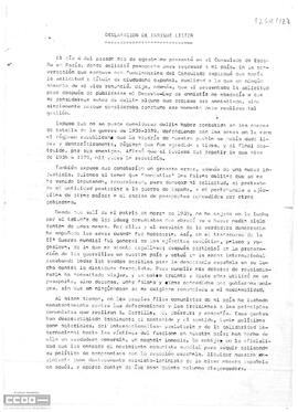 “Declaración de Enrique Líster”. Solicitud del pasaporte.