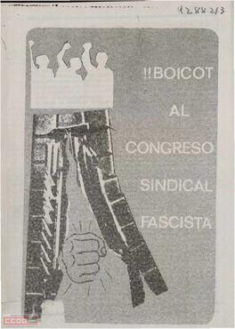 “¡Boicot al congreso sindical fascista!”. Declaración del Buró Político de la Liga Comunista. Folleto de 4 páginas