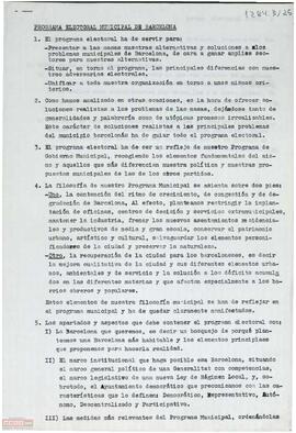 Propuestas de  programa electoral  municipal del [PTE] para Barcelona.
