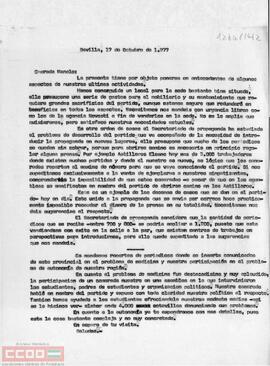 Copia de la carta dirigida a Manolo sobre las últimas actividades.