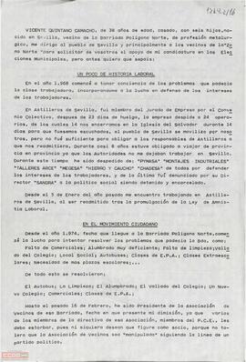 Carta de presentación de Vicente Quintano Camacho, candidato por la OCE (BR)