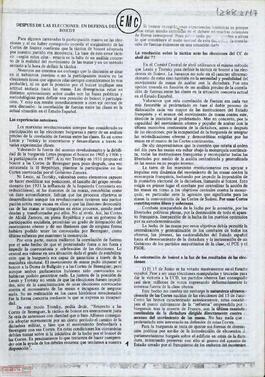 “Después de las elecciones: en defensa del boicot”. Anexo a las actas del CC. de 25, 26 de junio de 1977.