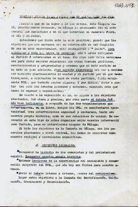 Circular del Comité Provincial de Málaga de la [OCE (Bandera Roja)] acerca de la campaña del 60 aniversario del PCE