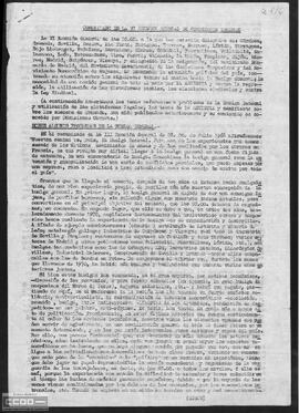 Comunicado de la VI Reunión General de Comisiones Obreras. Referente a los problemas de la huelga general y elecciones sindicales.