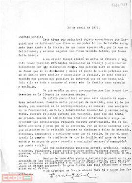Carta de Enrique [Líster] a Manolo.