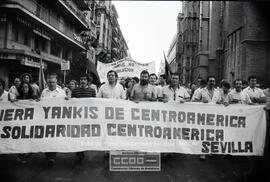 Manifestación en defensa de Nicaragua celebrada en junio de 1983