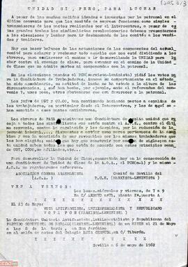 “Unidad sí, pero para luchar”.  Comunicado del Comité de Sevilla del Partido Comunista de España  (marxista-leninista) y de la Asociación Obrera Asambleísta (AOA) ante las elecciones al Parlamento de Andalucía