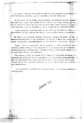 Comunicado sobre la celebración de la asamblea.