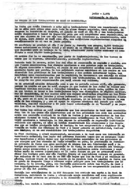 “Información de CC.OO.”. Sobre la huelga de los trabajadores de SEAT en Barcelona.