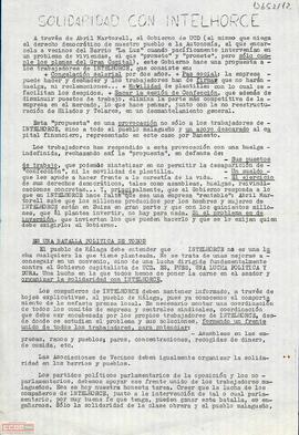 “Solidaridad con Intelhorce”. Llamamiento del Comité Provincial de Málaga de la OCE (Bandera Roja) a la solidaridad con los trabajadores de Intelhorce