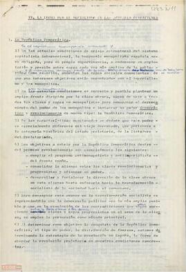 Resolución del  I Congreso sobre la lucha por el socialismo en las actuales condiciones.