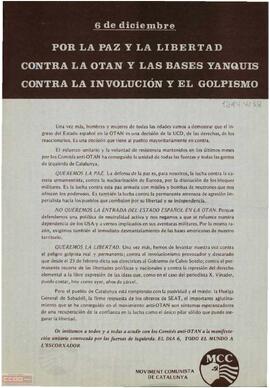 “6 de diciembre, por la paz y la libertad, contra la OTAN y las bases yanquis, contra la involución y el golpismo”